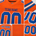 Custom Orange Royal-White Mesh Authentic Football Jersey detail