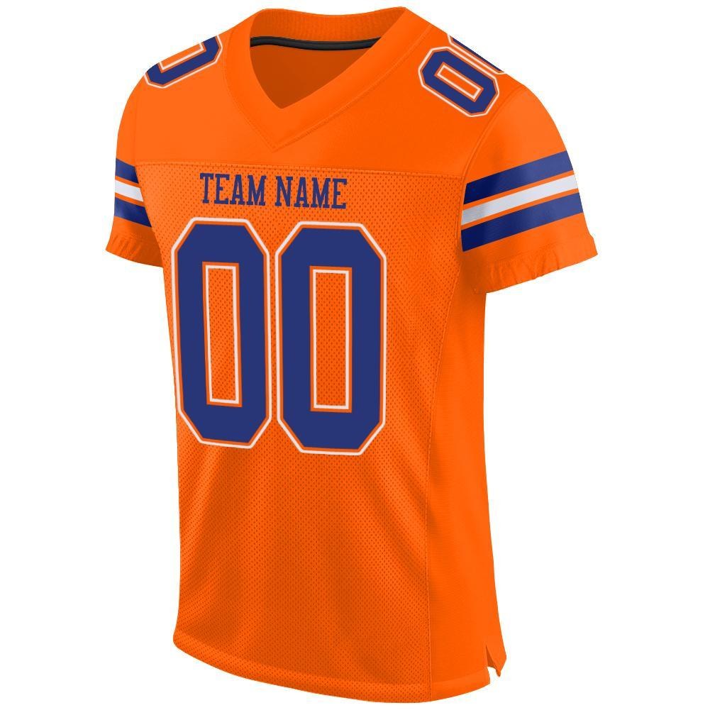 Custom Orange Royal-White Mesh Authentic Football Jersey photo 2