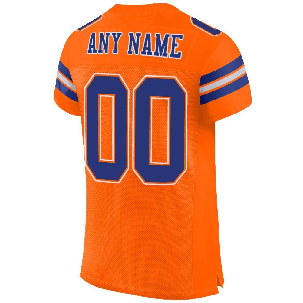 Custom Orange Royal-White Mesh Authentic Football Jersey photo 3