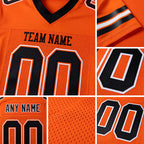 Custom Orange Black-White Mesh Authentic Football Jersey detail