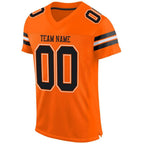 Custom Orange Black-White Mesh Authentic Football Jersey photo 2