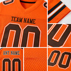 Custom Orange Brown-White Mesh Authentic Football Jersey detail