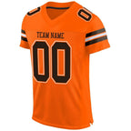 Custom Orange Brown-White Mesh Authentic Football Jersey photo 2