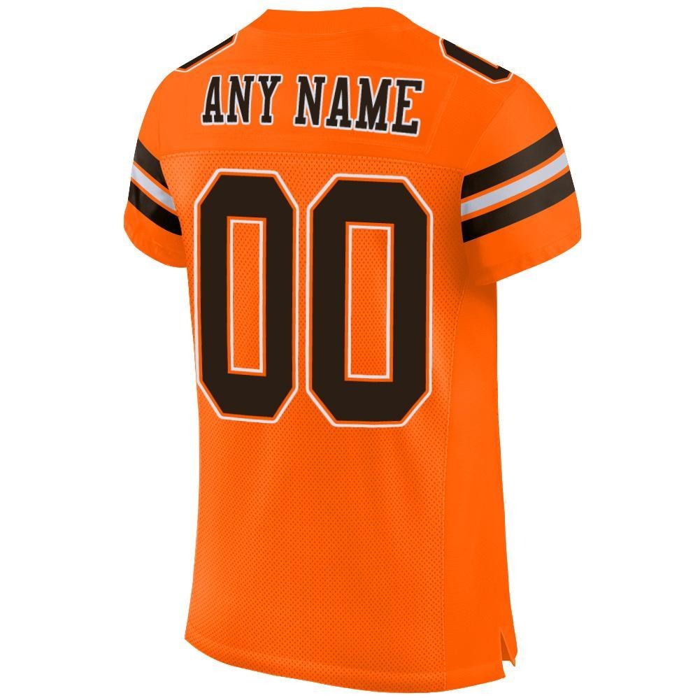 Custom Orange Brown-White Mesh Authentic Football Jersey photo 3