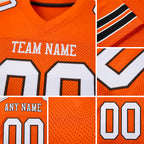 Custom Orange White-Brown Mesh Authentic Football Jersey detail