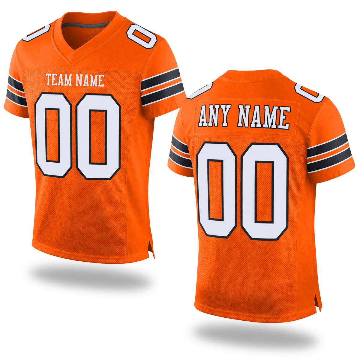 Custom Orange White-Black Mesh Authentic Football Jersey