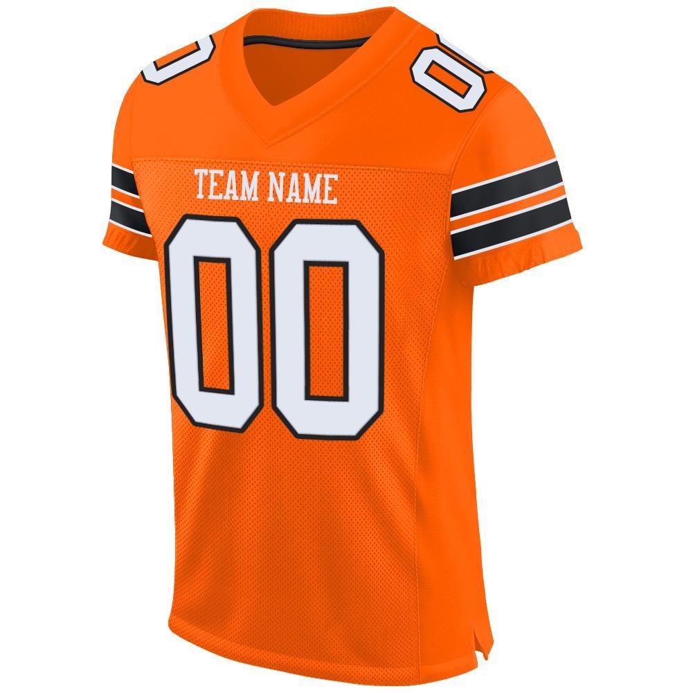 Custom Orange White-Black Mesh Authentic Football Jersey photo 1