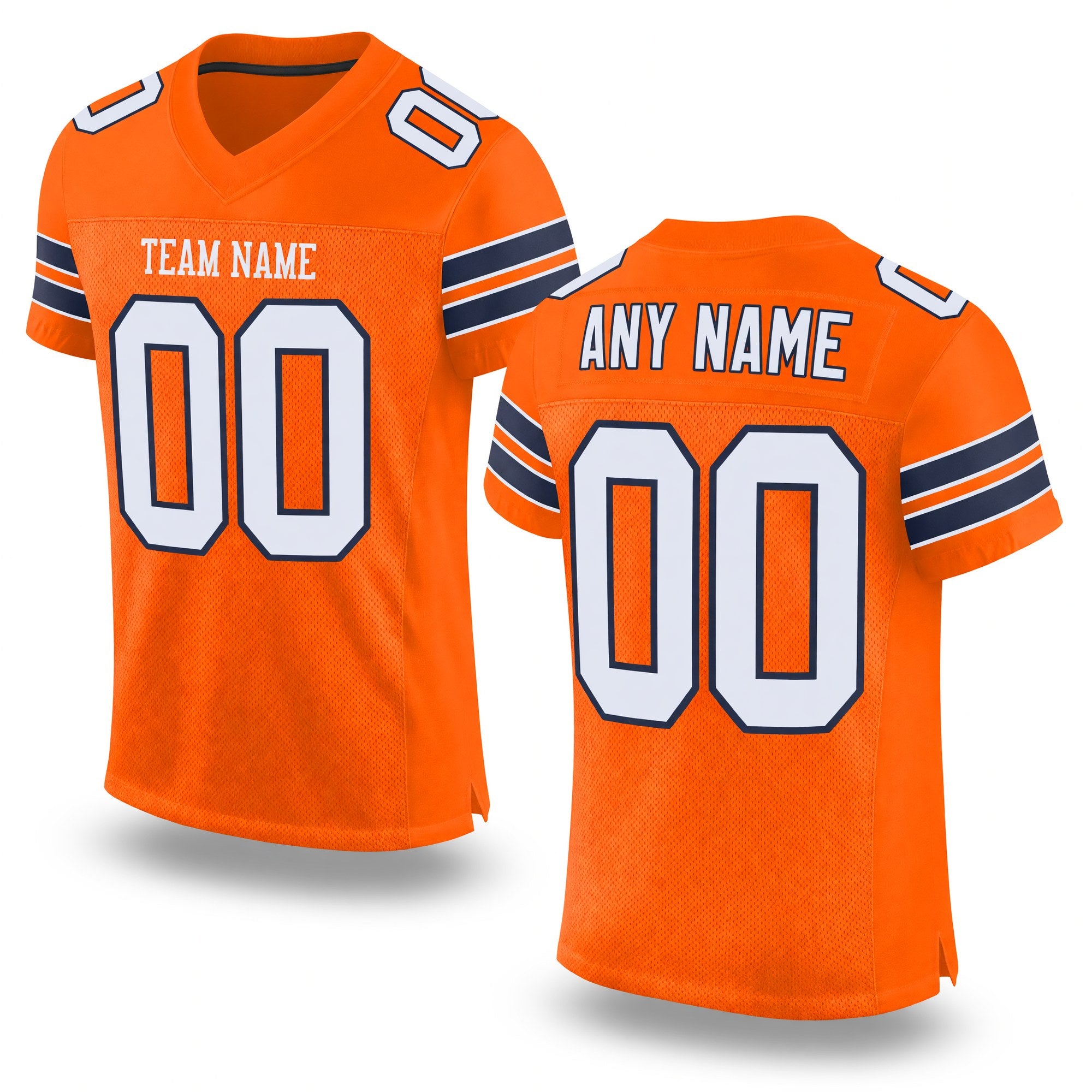 Custom Orange White-Navy Mesh Authentic Football Jersey