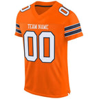 Custom Orange White-Navy Mesh Authentic Football Jersey photo 1
