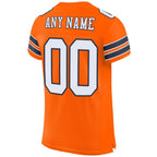 Custom Orange White-Navy Mesh Authentic Football Jersey photo 2