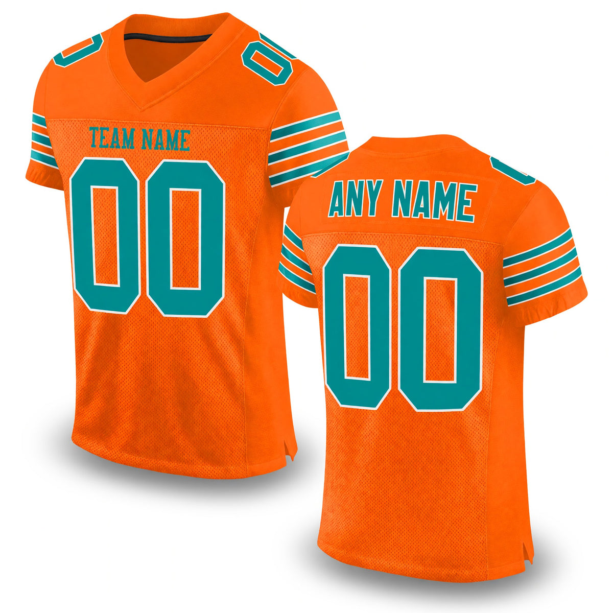 Custom Orange Aqua-White Mesh Authentic Football Jersey