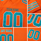 Custom Orange Aqua-White Mesh Authentic Football Jersey detail