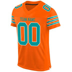 Custom Orange Aqua-White Mesh Authentic Football Jersey photo 1