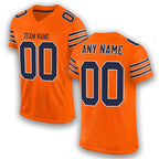 Custom Orange Navy-White Mesh Authentic Football Jersey