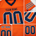 Custom Orange Navy-White Mesh Authentic Football Jersey detail