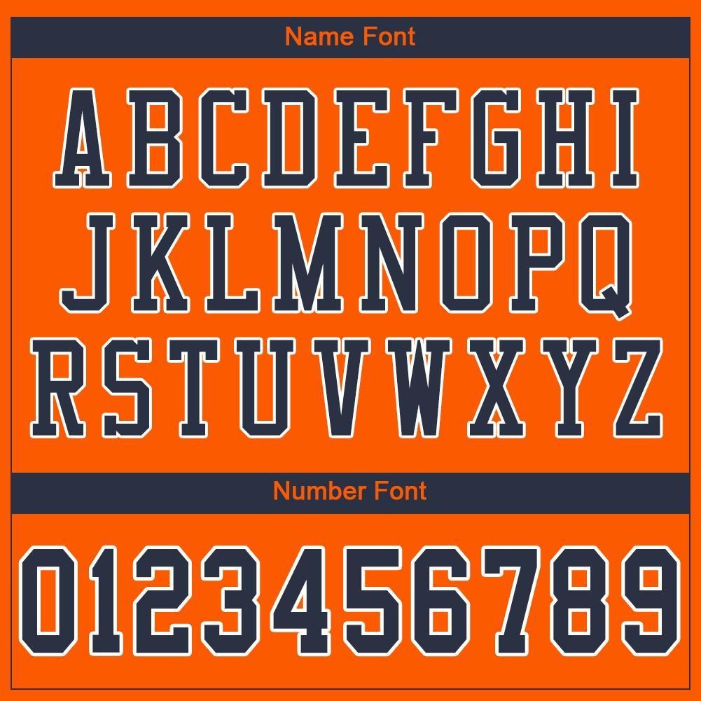 Custom Orange Navy-White Mesh Authentic Football Jersey photo 3