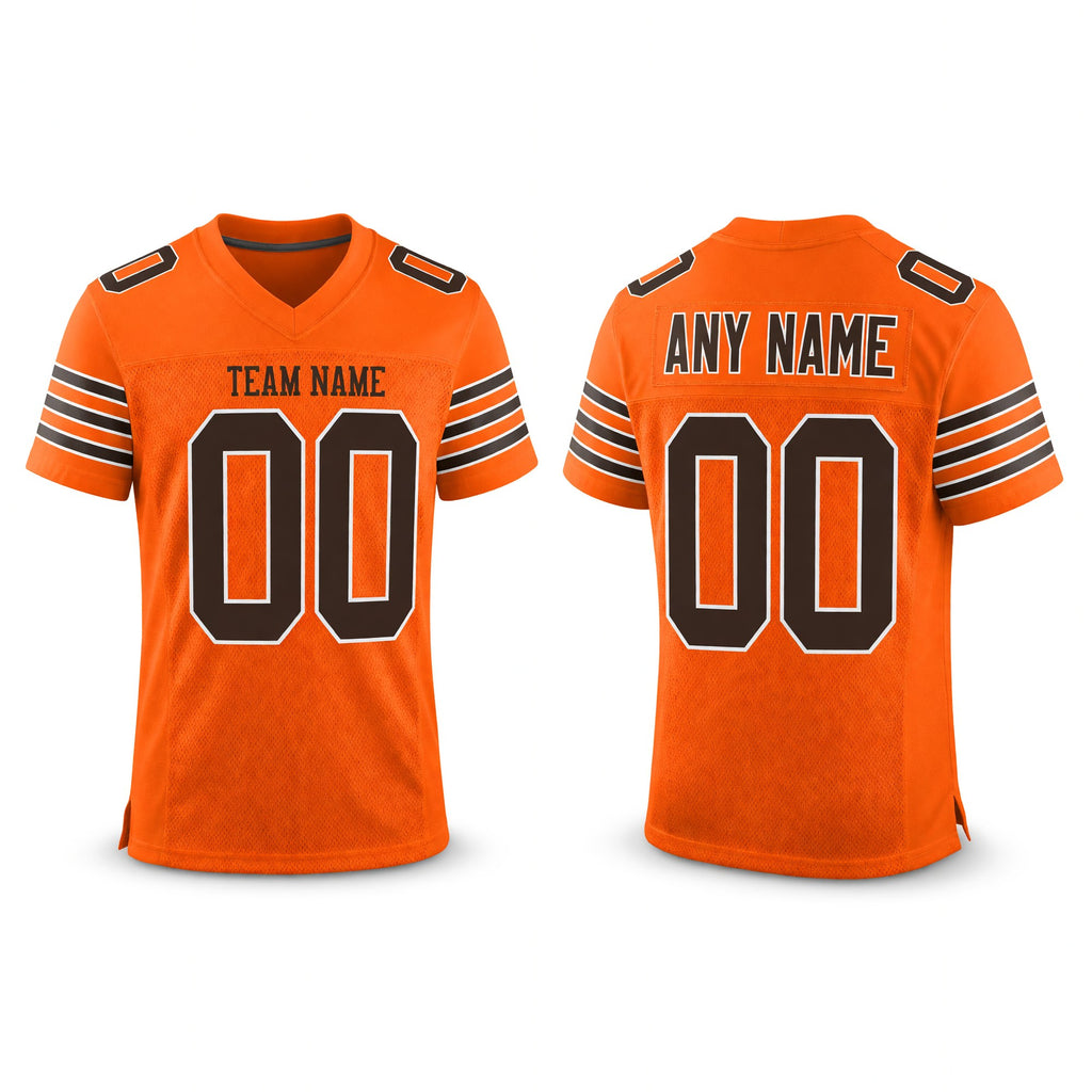 Custom Orange Brown-White Mesh Authentic Football Jersey
