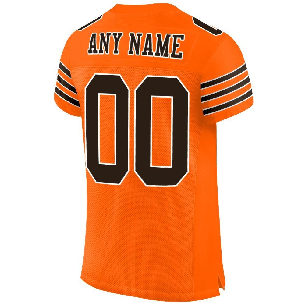 Custom Orange Brown-White Mesh Authentic Football Jersey photo 2