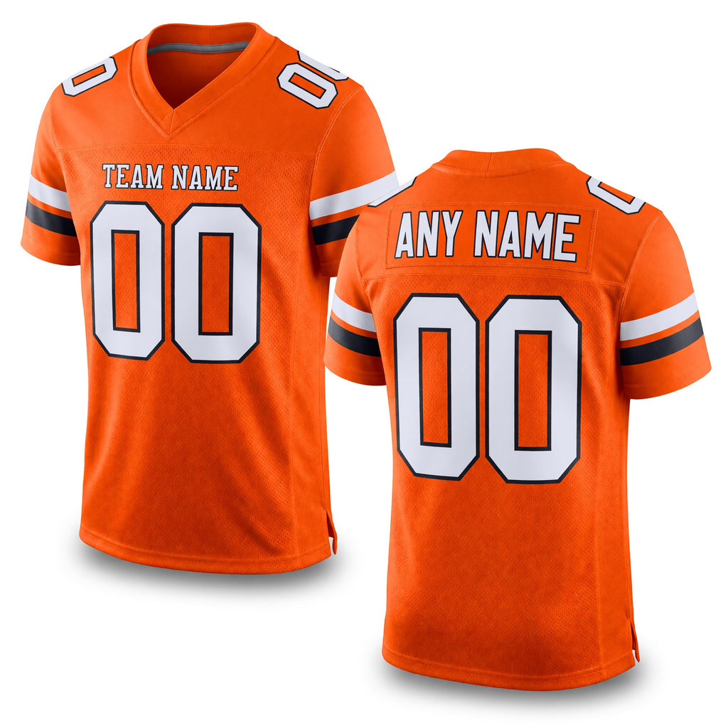 Custom Orange White-Black Mesh Authentic Football Jersey
