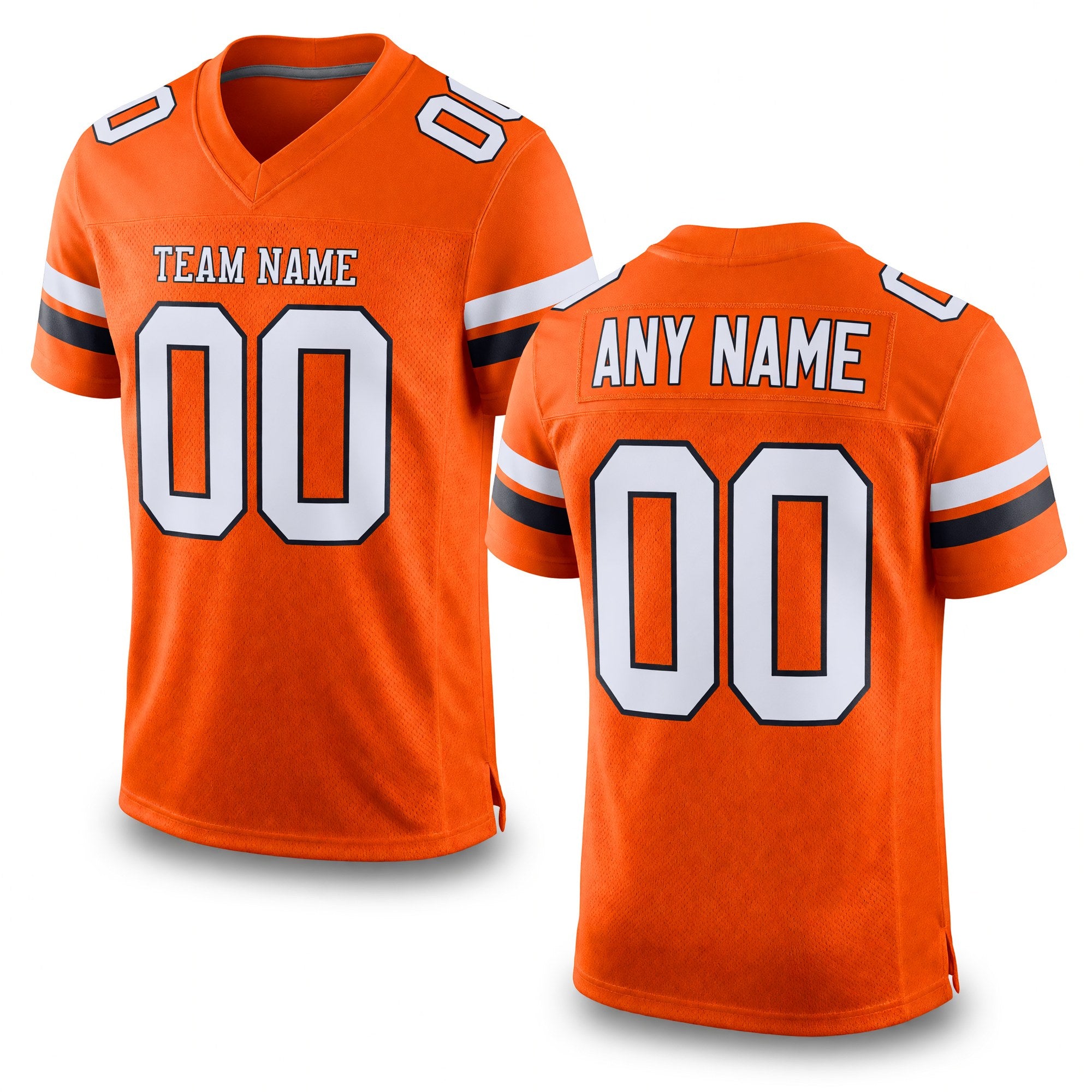 Custom Orange White-Black Mesh Authentic Football Jersey