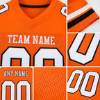 Custom Orange White-Black Mesh Authentic Football Jersey detail