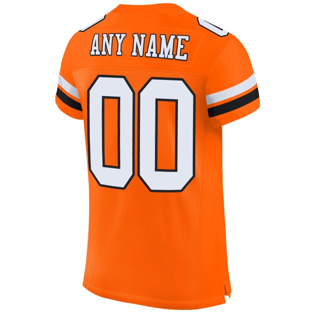 Custom Orange White-Black Mesh Authentic Football Jersey photo 3
