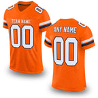 Custom Orange White-Navy Mesh Authentic Football Jersey