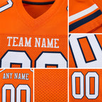 Custom Orange White-Navy Mesh Authentic Football Jersey detail