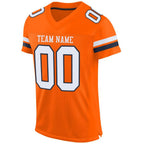 Custom Orange White-Navy Mesh Authentic Football Jersey photo 1