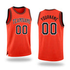 Custom Orange Black-White Round Neck Rib-Knit Basketball Jersey