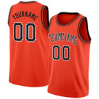 Custom Orange Black-White Round Neck Rib-Knit Basketball Jersey photo 1