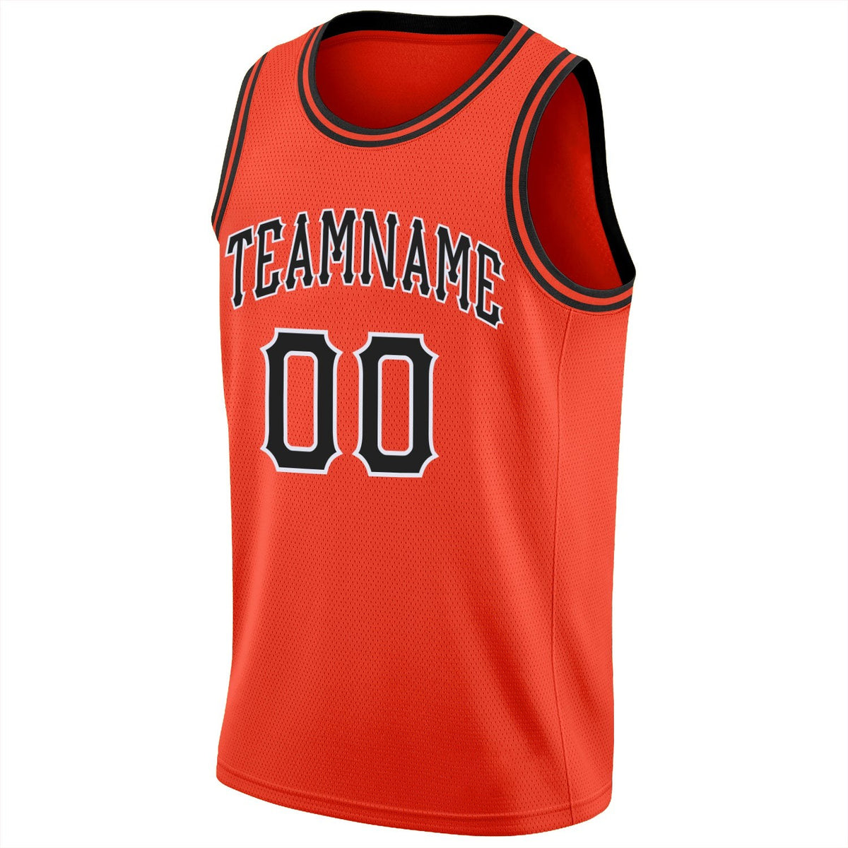 Custom Orange Black-White Round Neck Rib-Knit Basketball Jersey photo 5