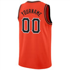 Custom Orange Black-White Round Neck Rib-Knit Basketball Jersey photo 6