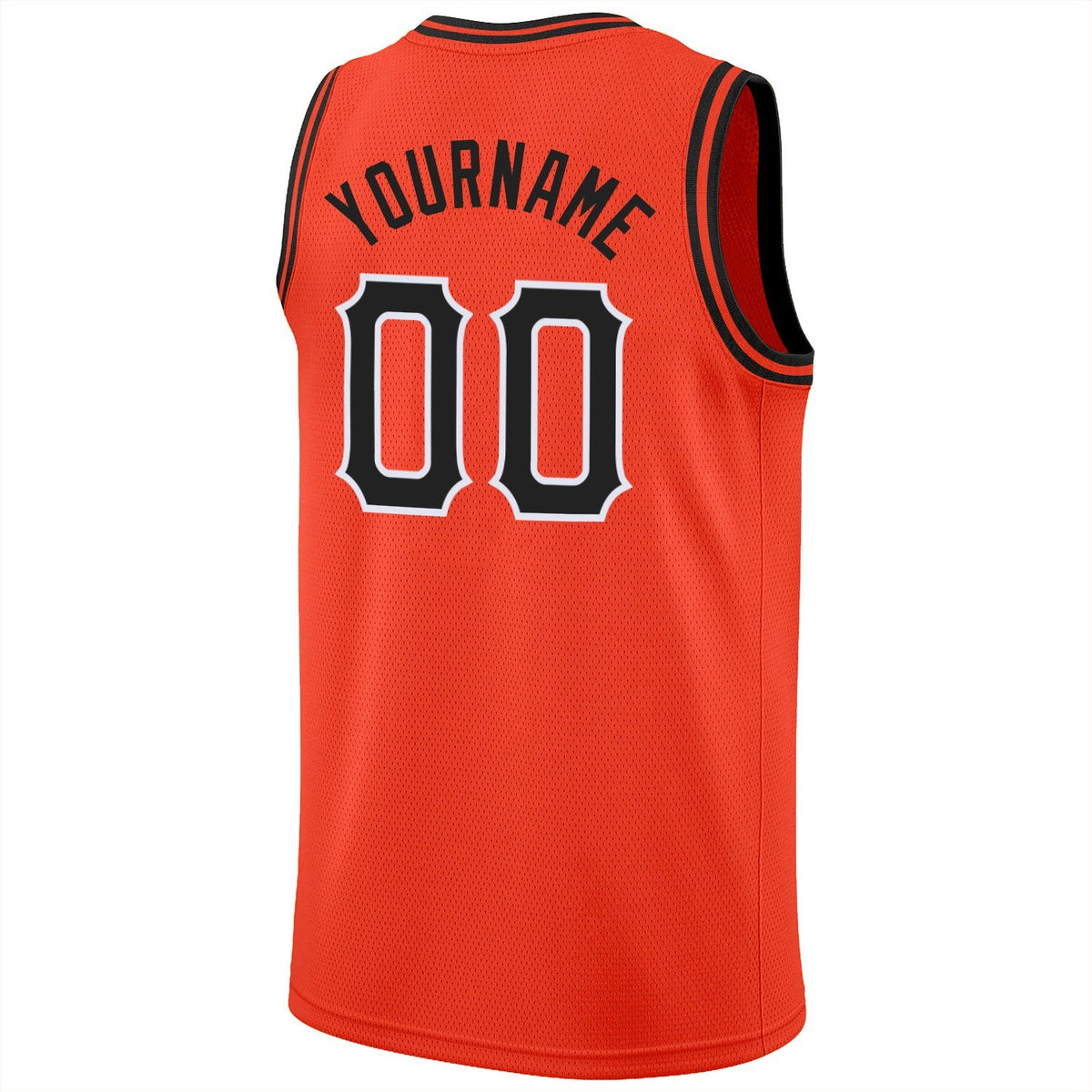 Custom Orange Black-White Round Neck Rib-Knit Basketball Jersey photo 6