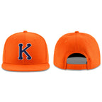 Custom Orange Navy-White Stitched Adjustable Snapback Hat