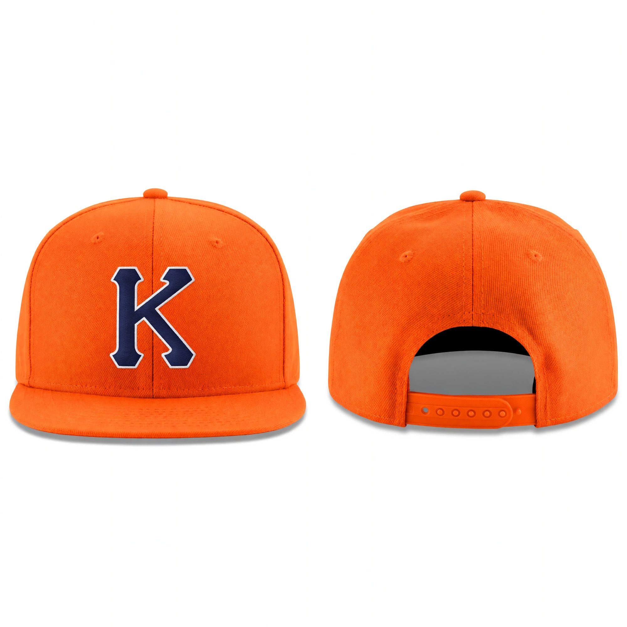 Custom Orange Navy-White Stitched Adjustable Snapback Hat