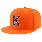 Custom Orange Navy-White Stitched Adjustable Snapback Hat photo 1
