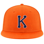 Custom Orange Navy-White Stitched Adjustable Snapback Hat photo 2