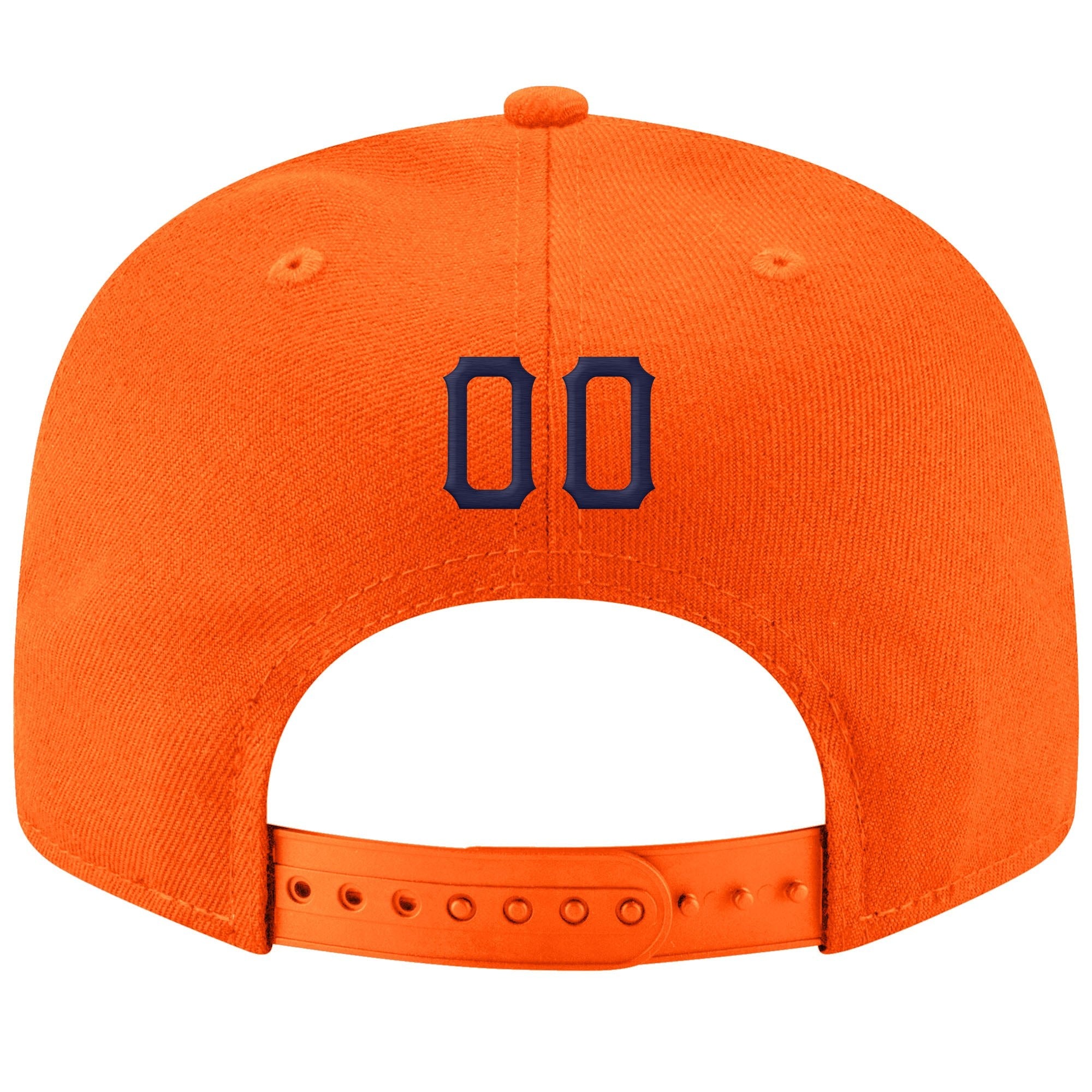 Custom Orange Navy-White Stitched Adjustable Snapback Hat photo 3
