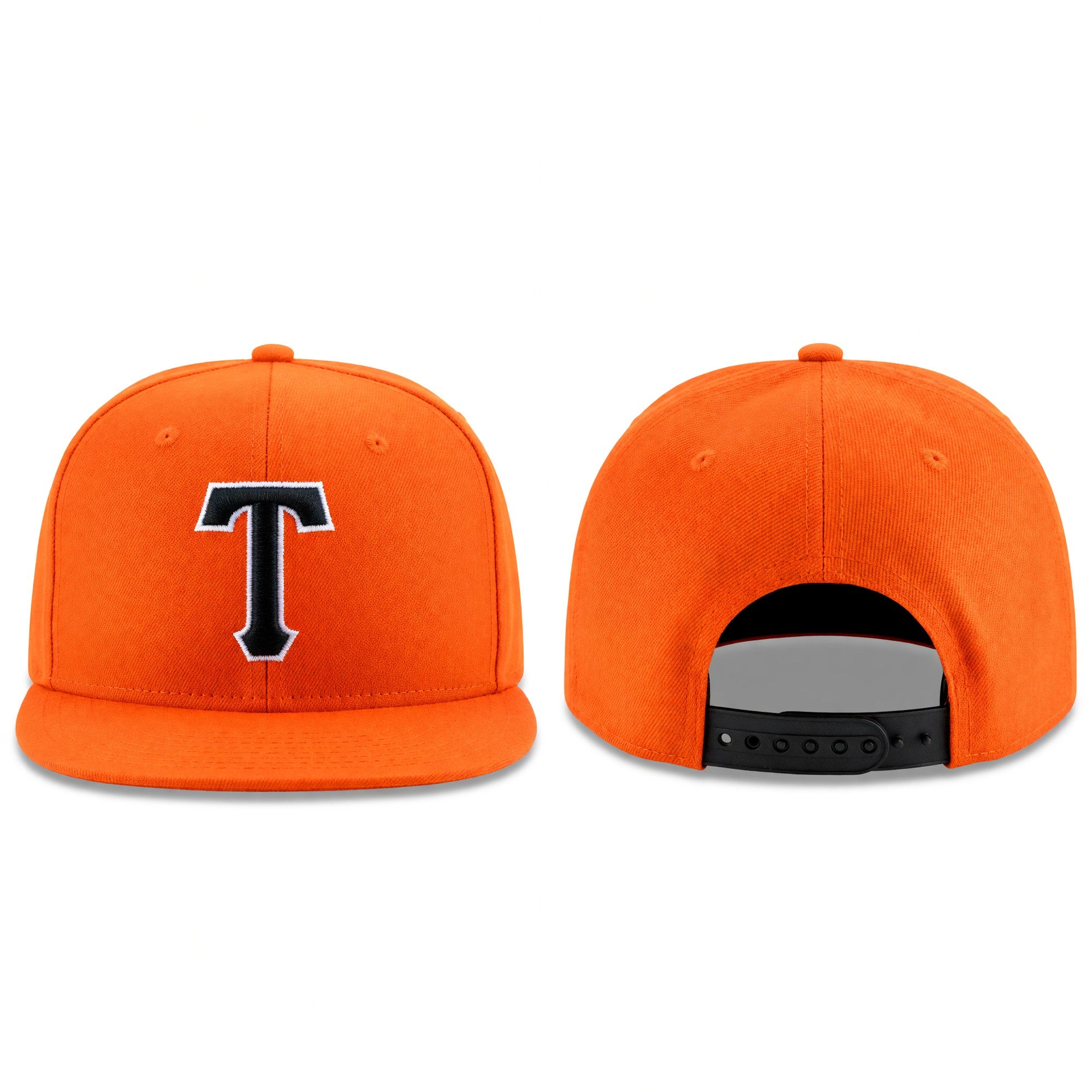 Custom Orange Black-White Stitched Adjustable Snapback Hat