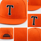 Custom Orange Black-White Stitched Adjustable Snapback Hat detail