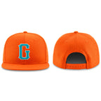 Custom Orange Aqua-White Stitched Adjustable Snapback Hat