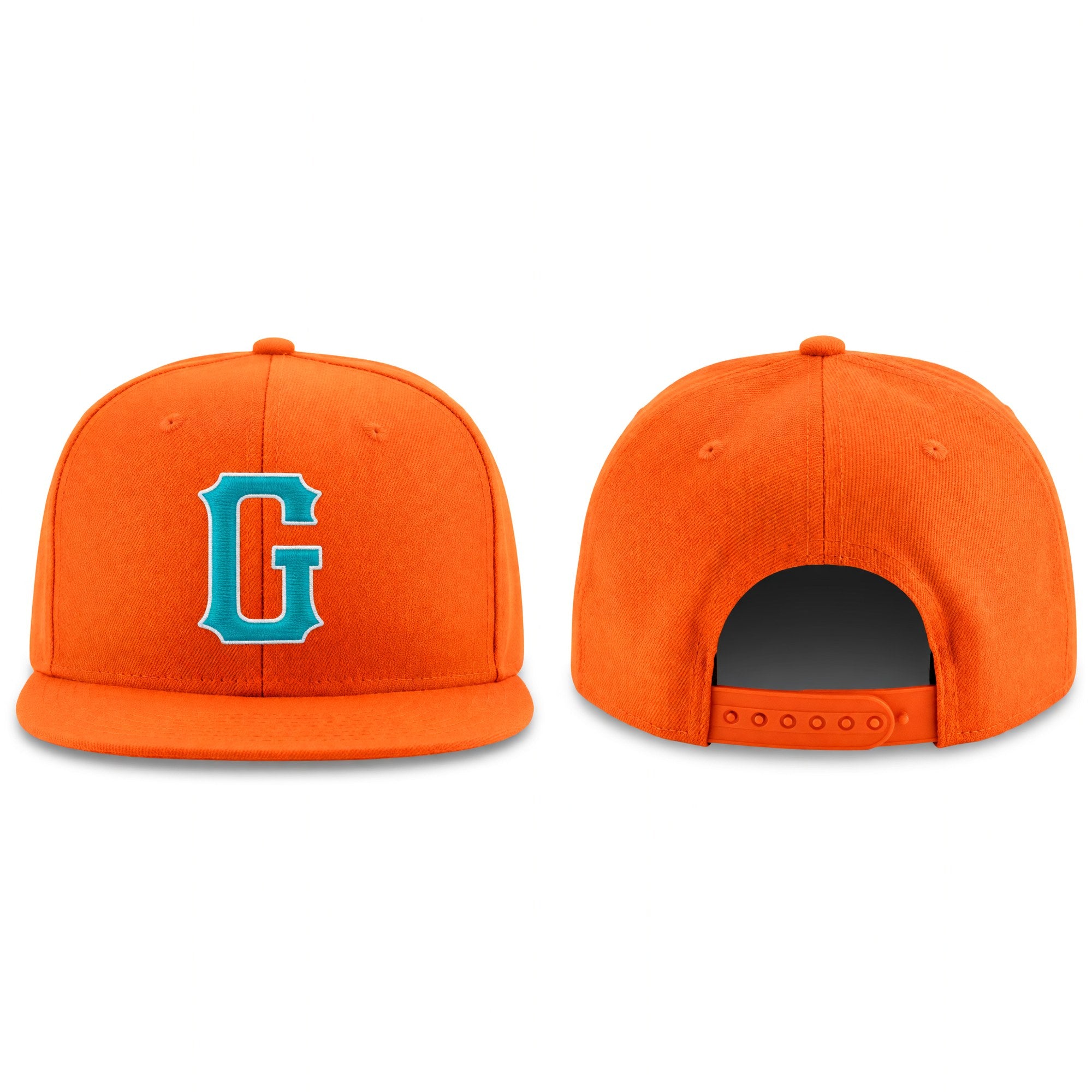 Custom Orange Aqua-White Stitched Adjustable Snapback Hat
