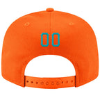 Custom Orange Aqua-White Stitched Adjustable Snapback Hat photo 3
