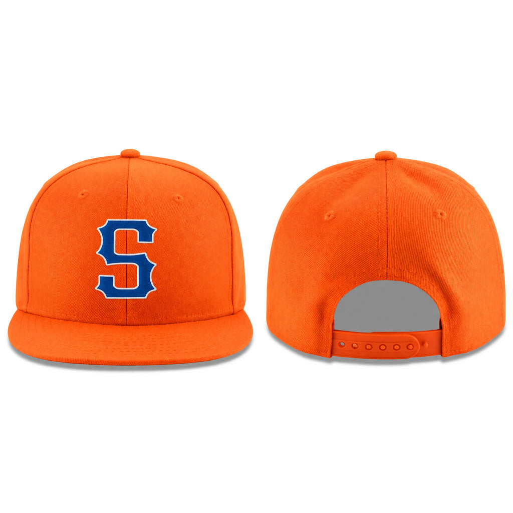 Custom Orange Royal-White Stitched Adjustable Snapback Hat