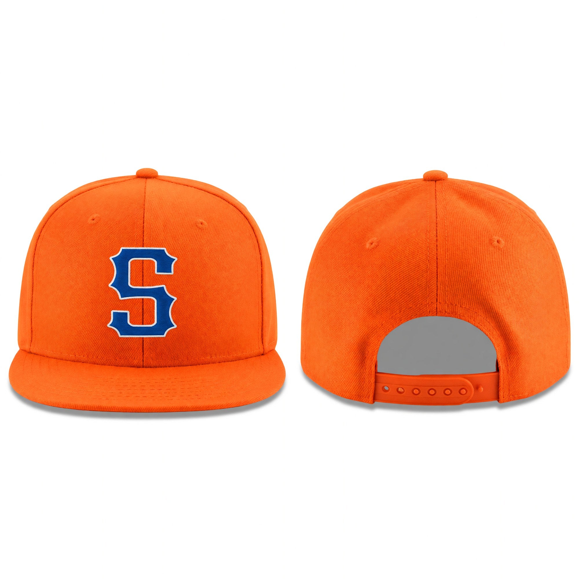 Custom Orange Royal-White Stitched Adjustable Snapback Hat