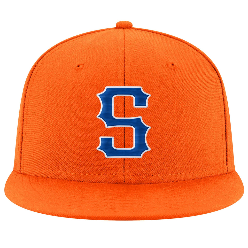 Custom Orange Royal-White Stitched Adjustable Snapback Hat photo 2