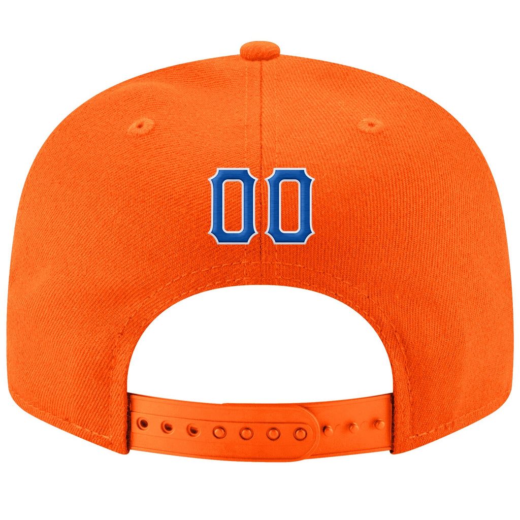Custom Orange Royal-White Stitched Adjustable Snapback Hat photo 3