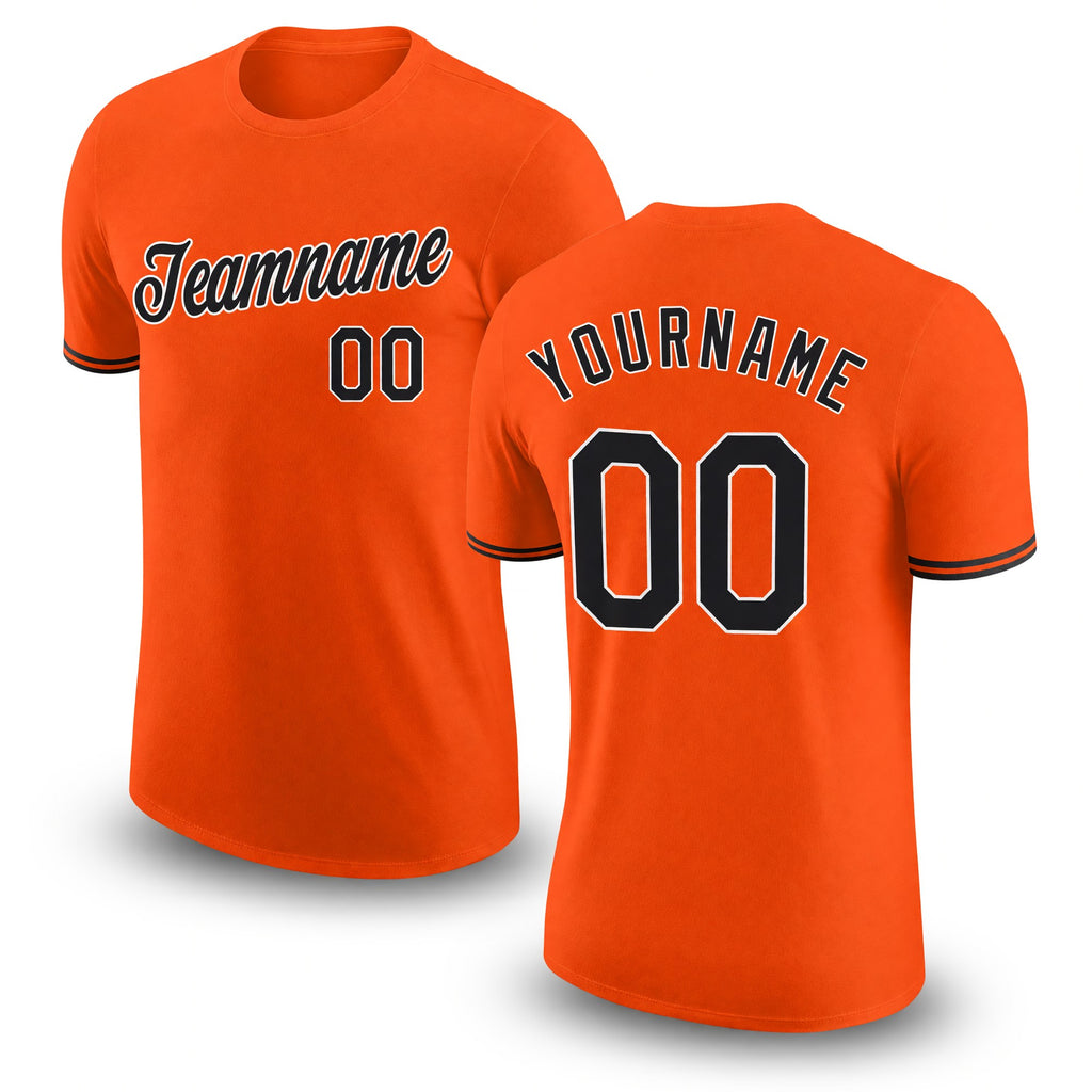 Custom Orange Black-White Performance T-Shirt