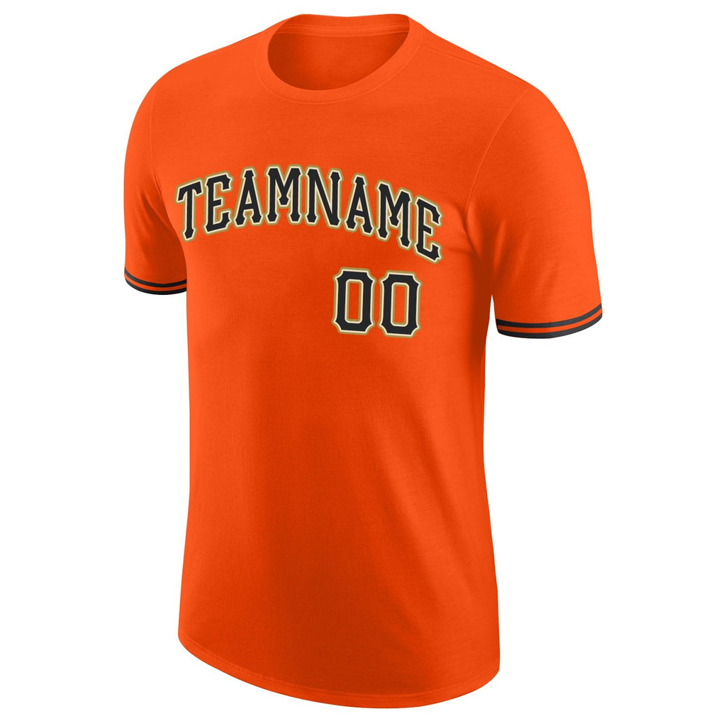 Custom Orange Black-Old Gold Performance T-Shirt photo 4